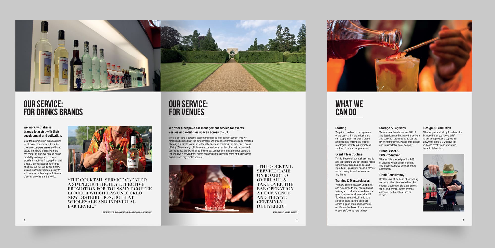 Cocktail service brochure design