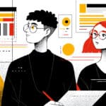Designers pondering brand identity guidelines