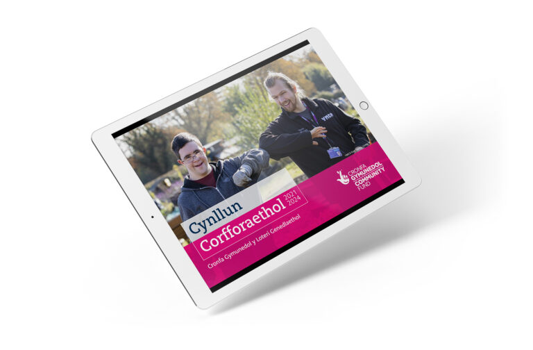 National Lottery Community Fund Corporate Plan displayed on an iPad