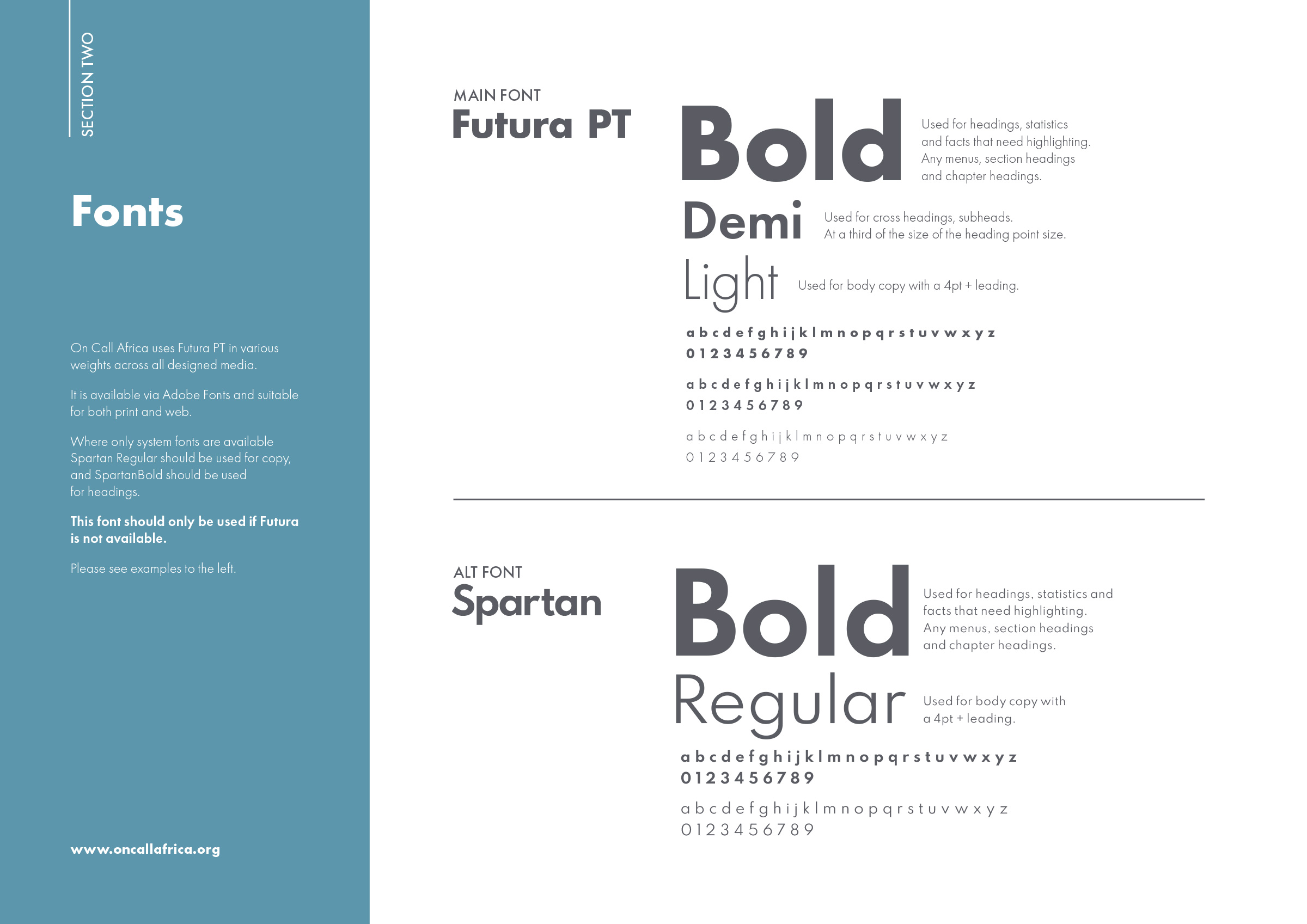 Specialist Brand Guidelines fonts example