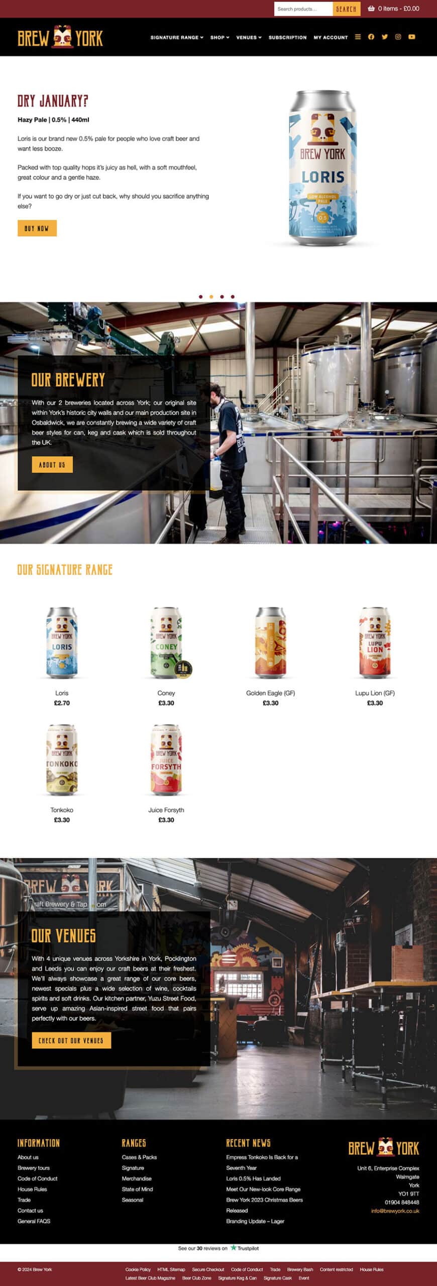 Brew York WooCommerce site