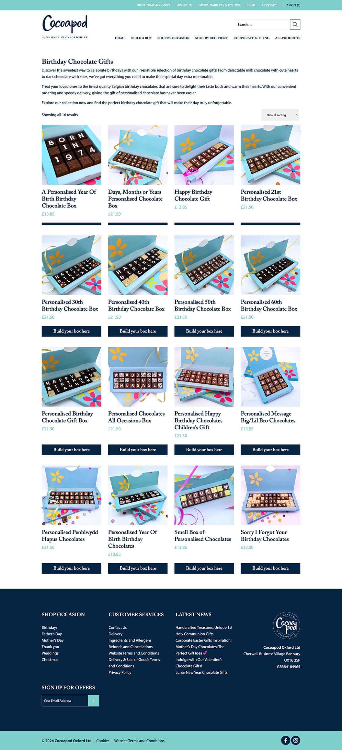 Design and build of an ecommerce site for chocoloate manufacturer
