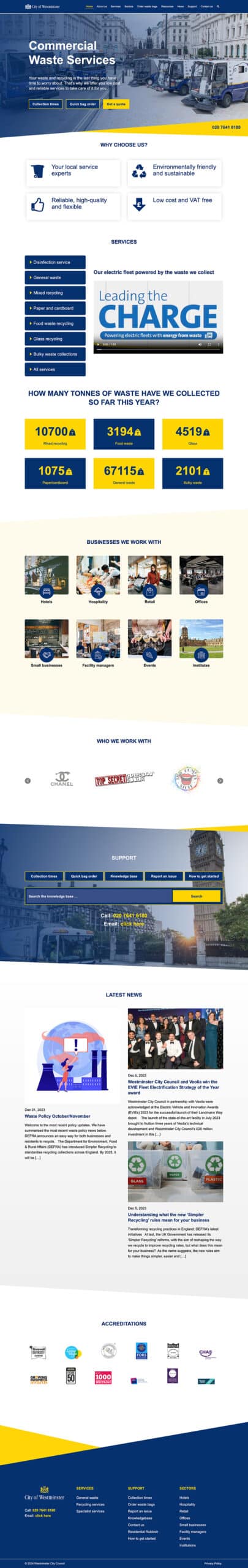 Westminster Cleanstreets website design