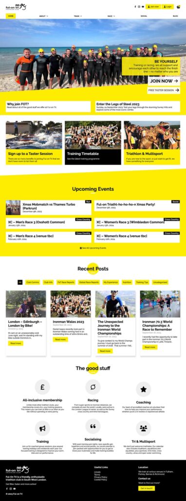 Examples of a website for a triathlon club