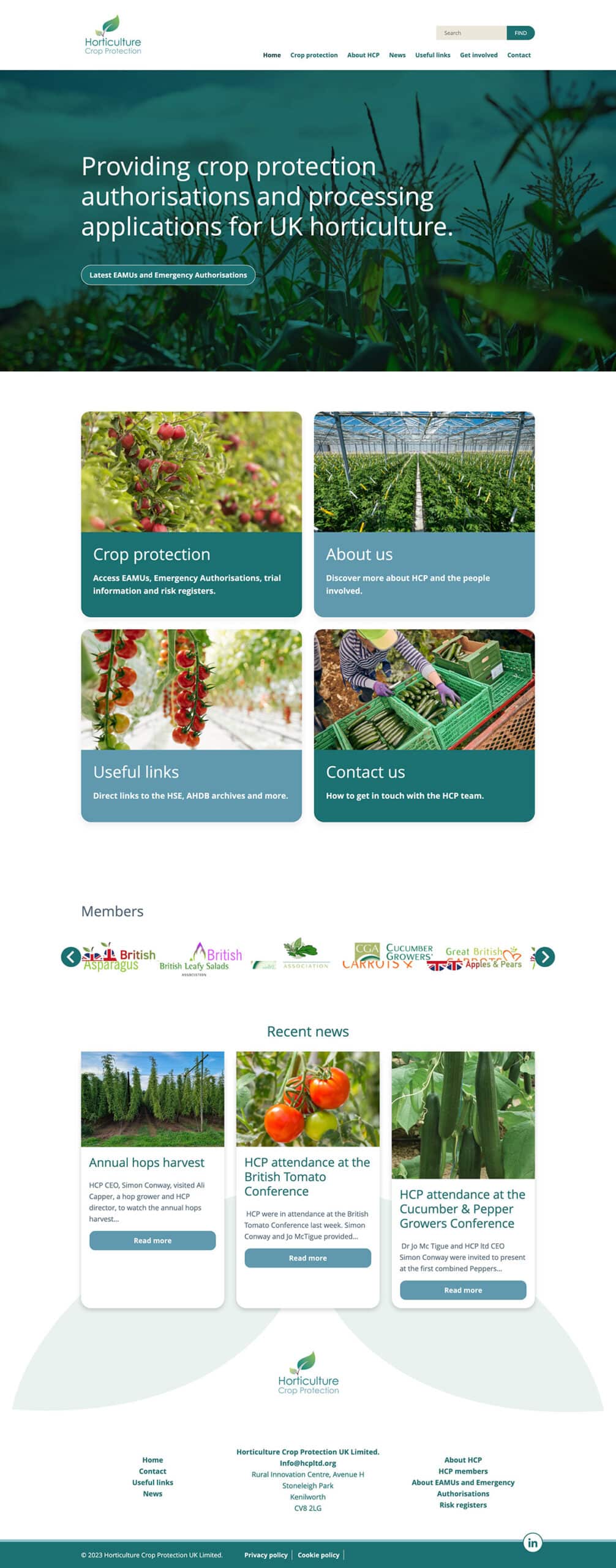 Horticulture Crop Protection UK website design