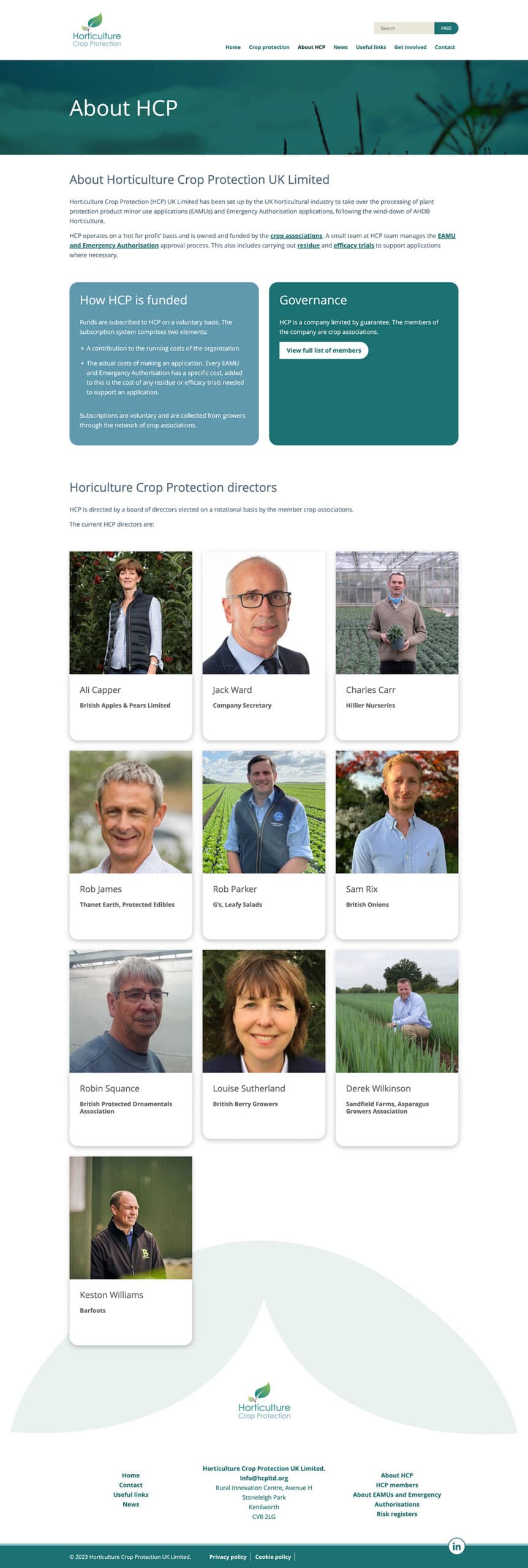 Horticulture Crop Protection UK website design