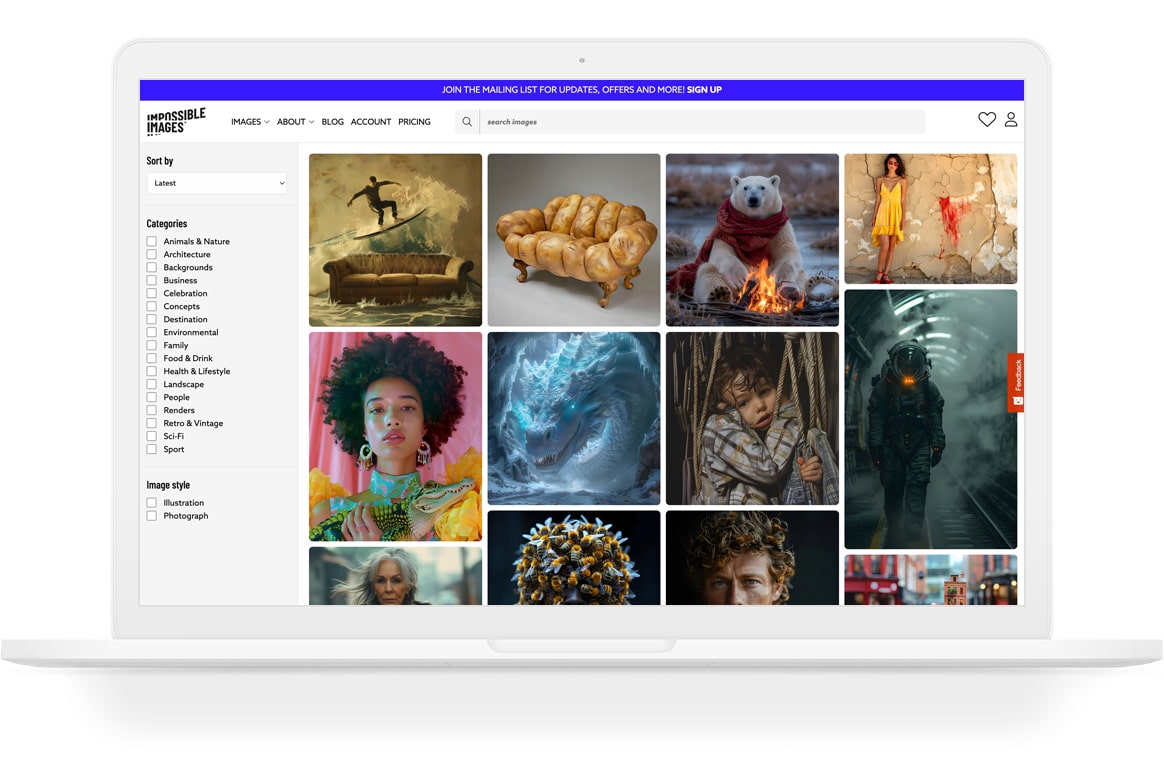 AI image generator and library site for Impossible Images.