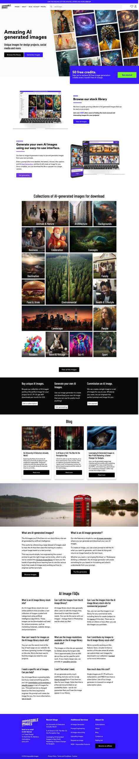 Impossible Images website design and build