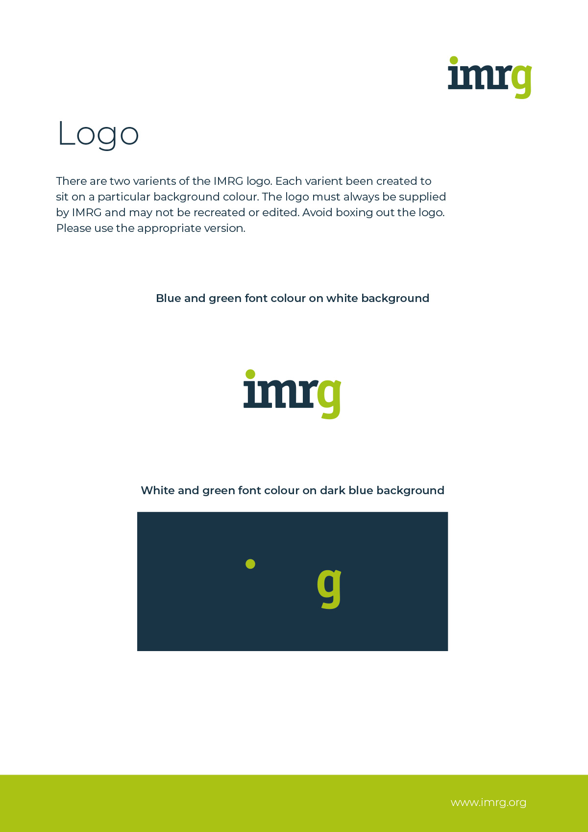 IMRG Corporate identity before redesign 2