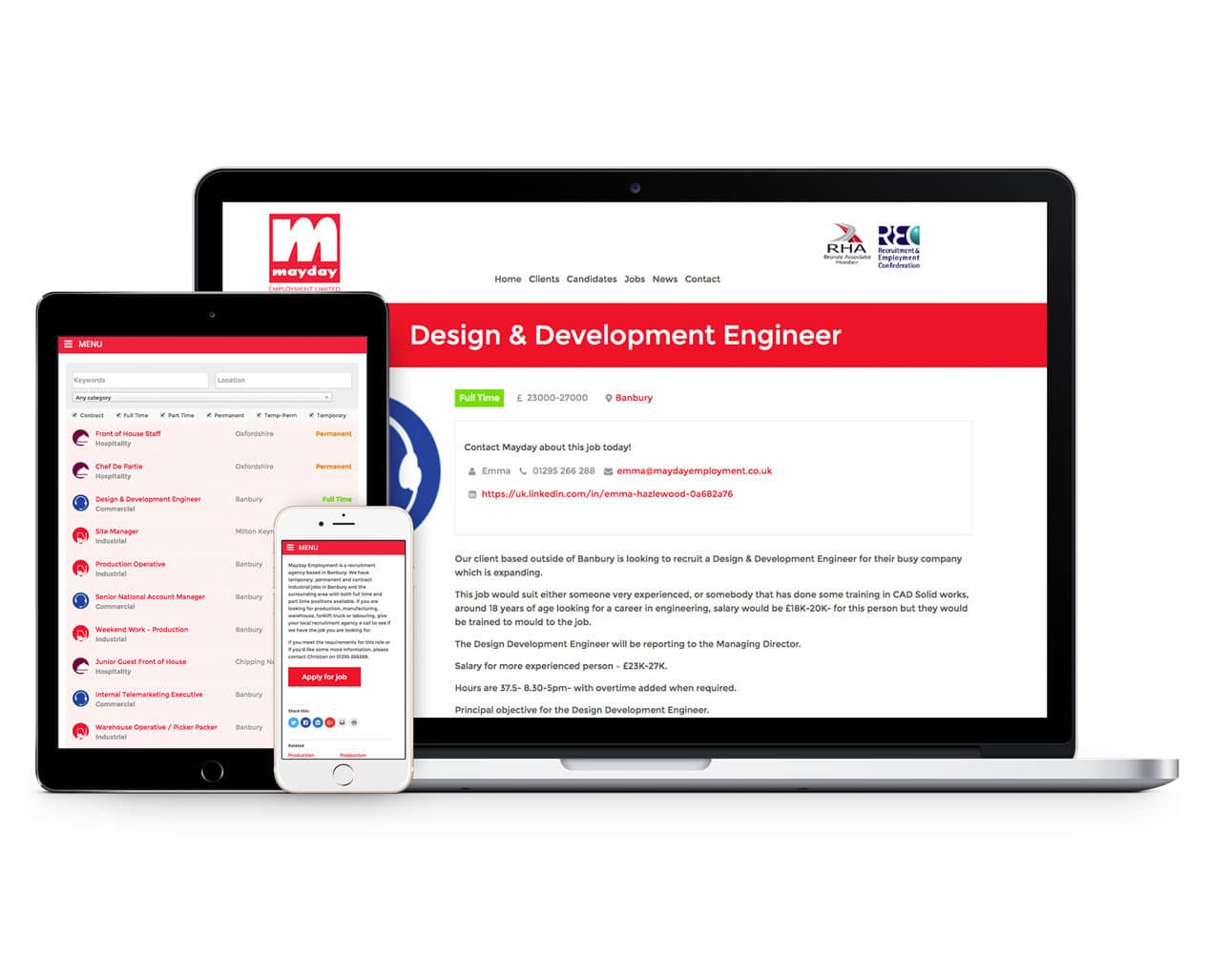 Mayday Employment responsive website