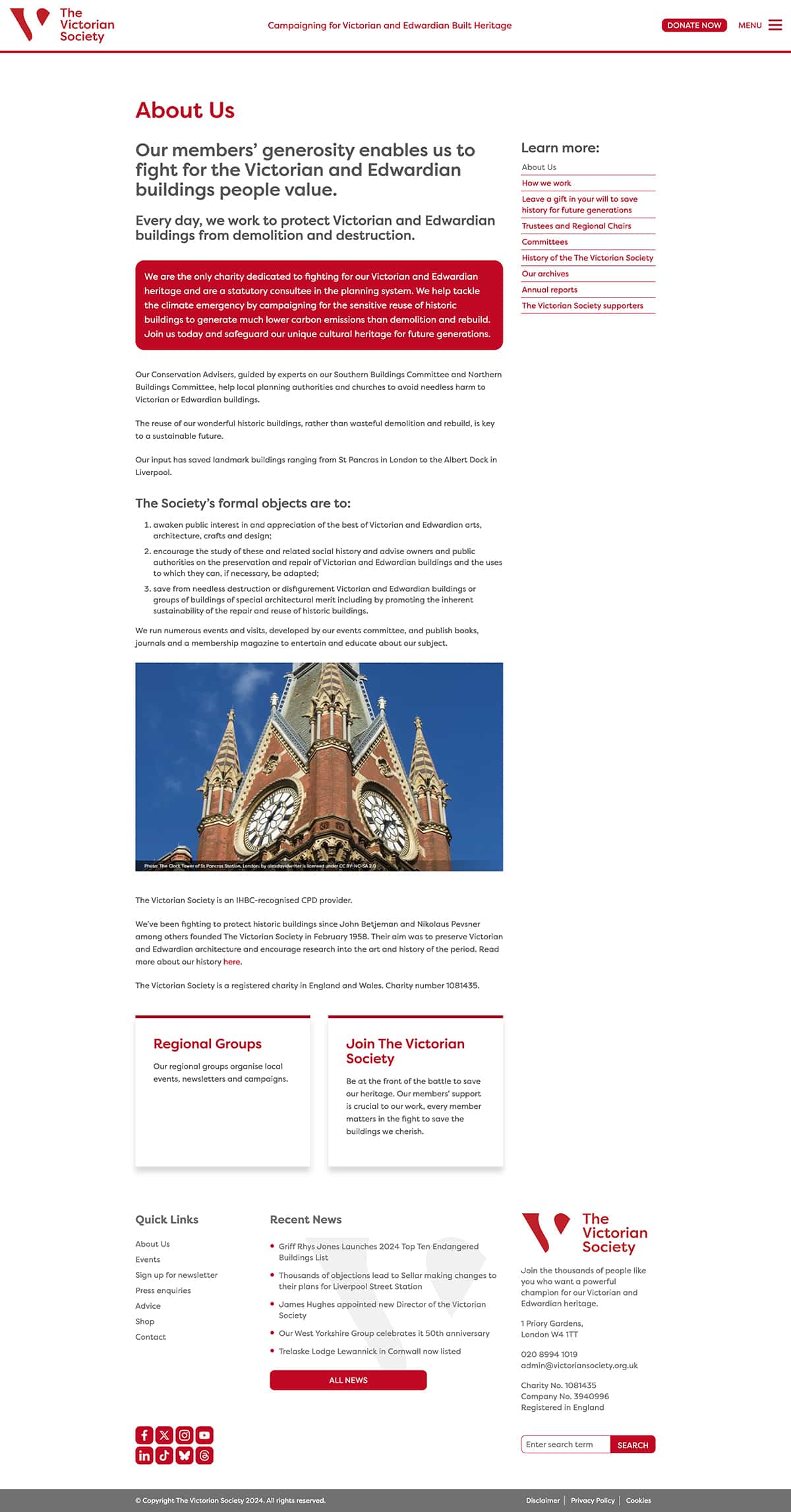 The Victorian Society bespoke website project